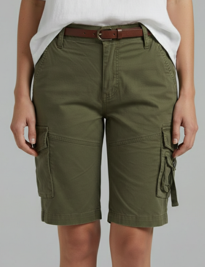 Camille Trevorne | Women's Olive Green Utility Cargo Shorts