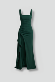 Éloise Varenne | Ruched Maxi Dress With Draped Slit For Women