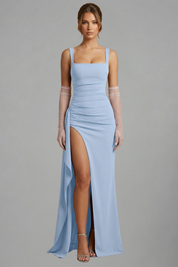 Éloise Varenne | Ruched Maxi Dress With Draped Slit For Women