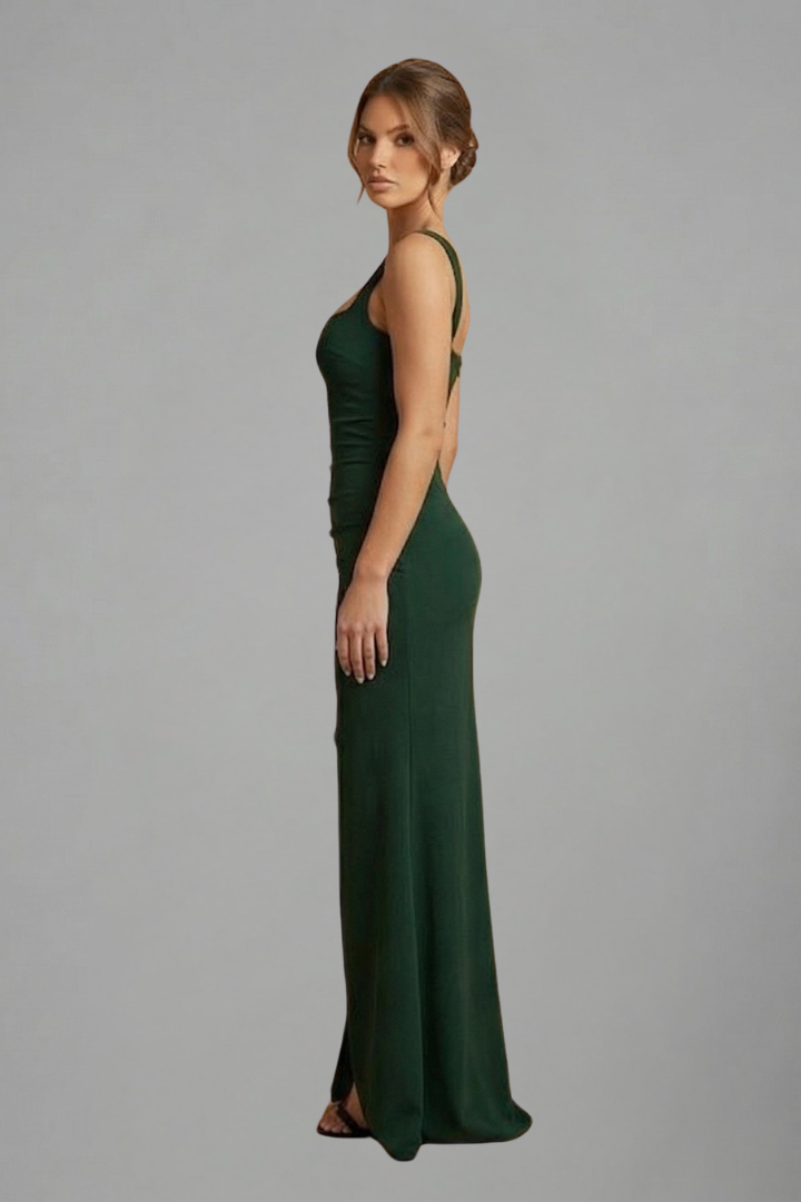 Éloise Varenne | Ruched Maxi Dress With Draped Slit For Women