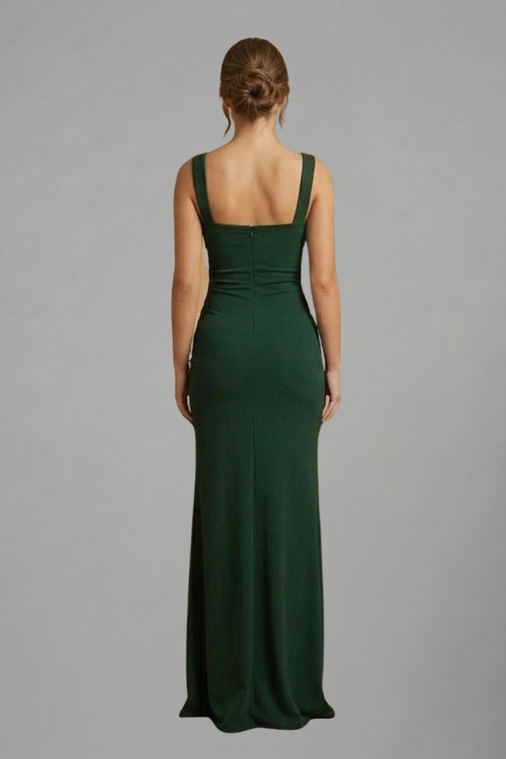 Éloise Varenne | Ruched Maxi Dress With Draped Slit For Women