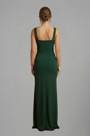 Éloise Varenne | Ruched Maxi Dress With Draped Slit For Women