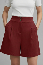 Aurelie Deschamps | High Waist Wide Leg Grey Shorts