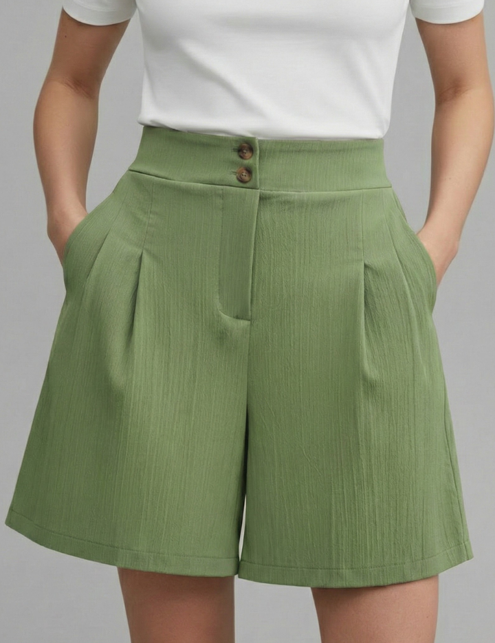 Aurelie Deschamps | High Waist Wide Leg Grey Shorts
