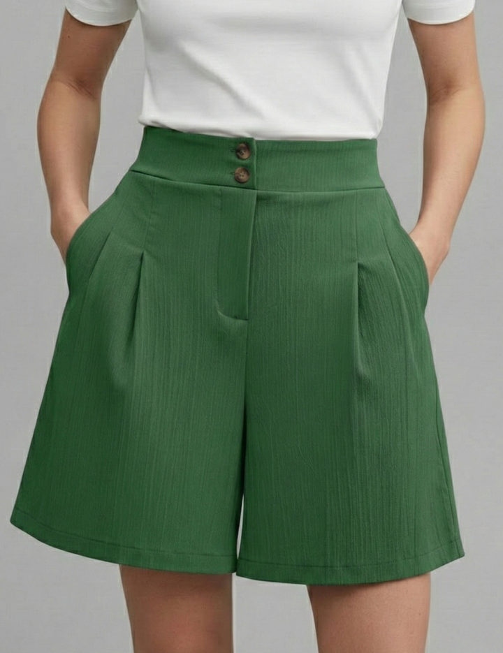 Aurelie Deschamps | High Waist Wide Leg Grey Shorts