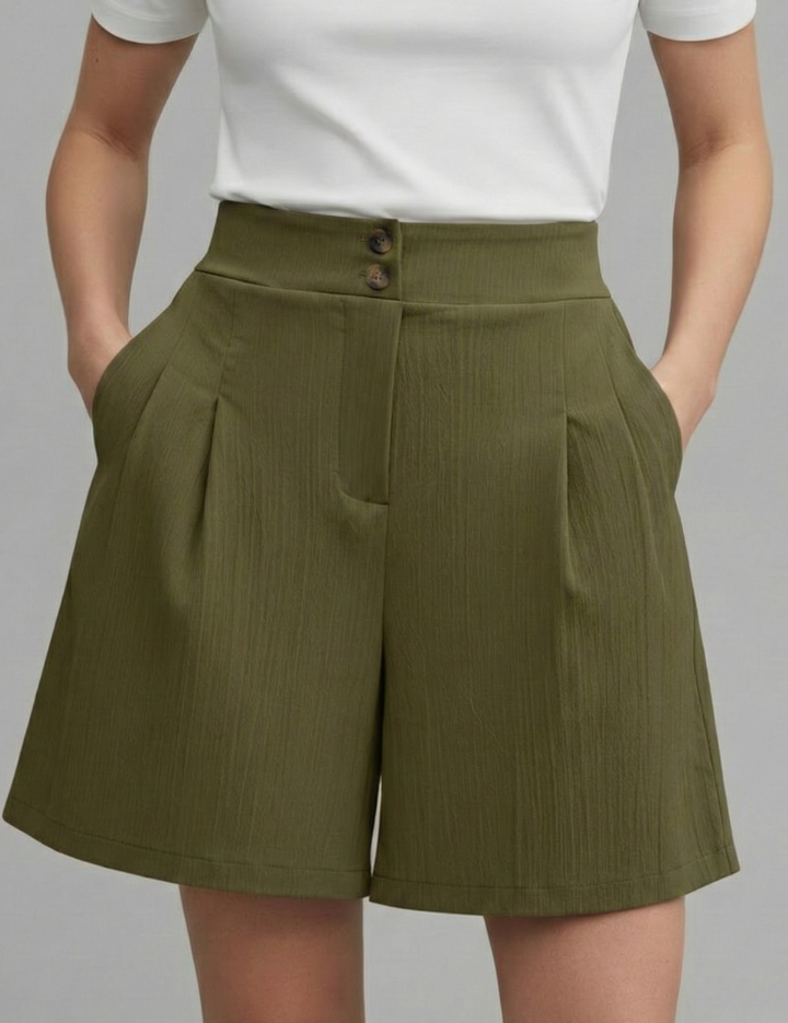 Aurelie Deschamps | High Waist Wide Leg Grey Shorts