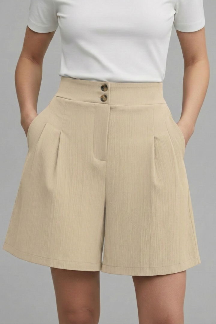Aurelie Deschamps | High Waist Wide Leg Grey Shorts
