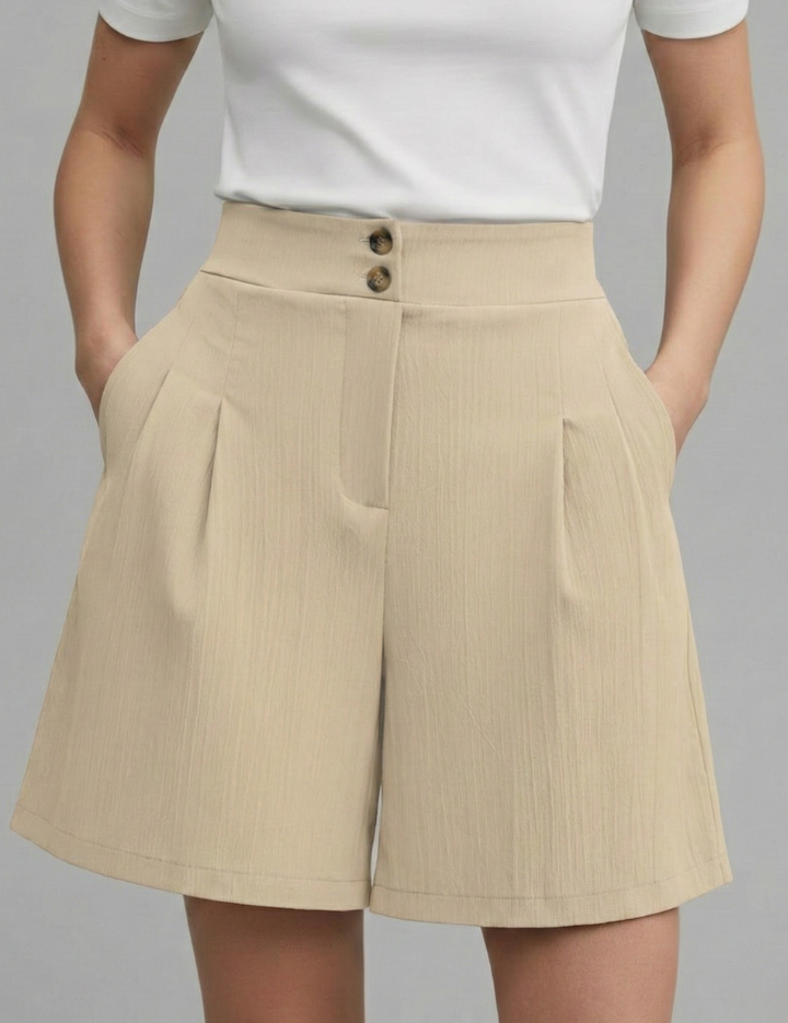 Aurelie Deschamps | High Waist Wide Leg Grey Shorts