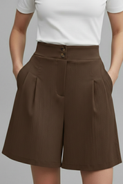 Aurelie Deschamps | High Waist Wide Leg Grey Shorts