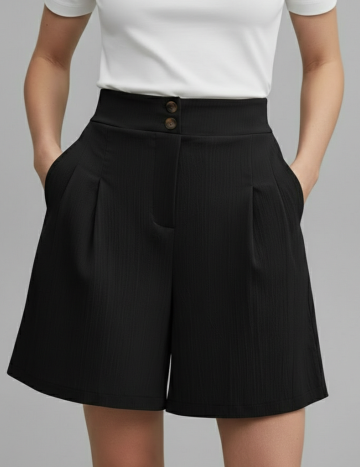 Aurelie Deschamps | High Waist Wide Leg Grey Shorts