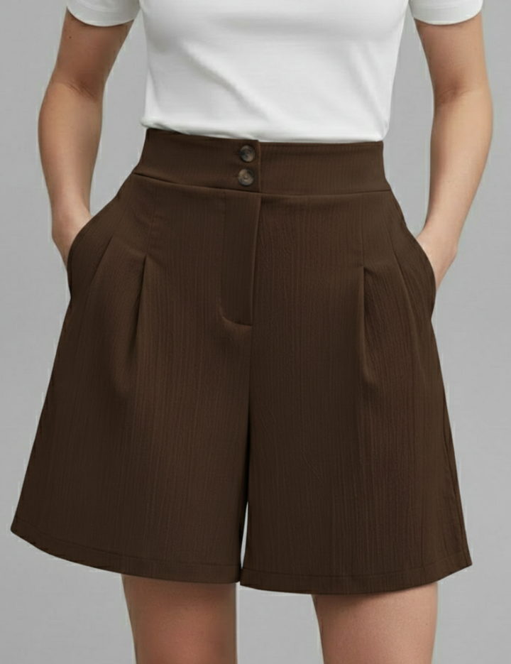 Aurelie Deschamps | High Waist Wide Leg Grey Shorts