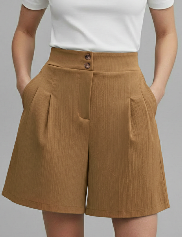 Aurelie Deschamps | High Waist Wide Leg Grey Shorts