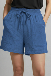 Sylvie Montclair | Women's Black Elastic Waist Drawstring Shorts