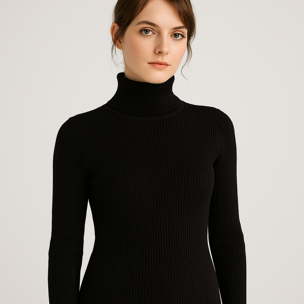 Elena Rousseau | Ribbed Turtleneck Luxury Sweater For Women