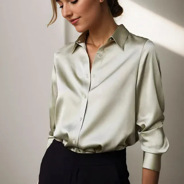 Alessandra Vieri | Satin Button-Up Blouse For Women