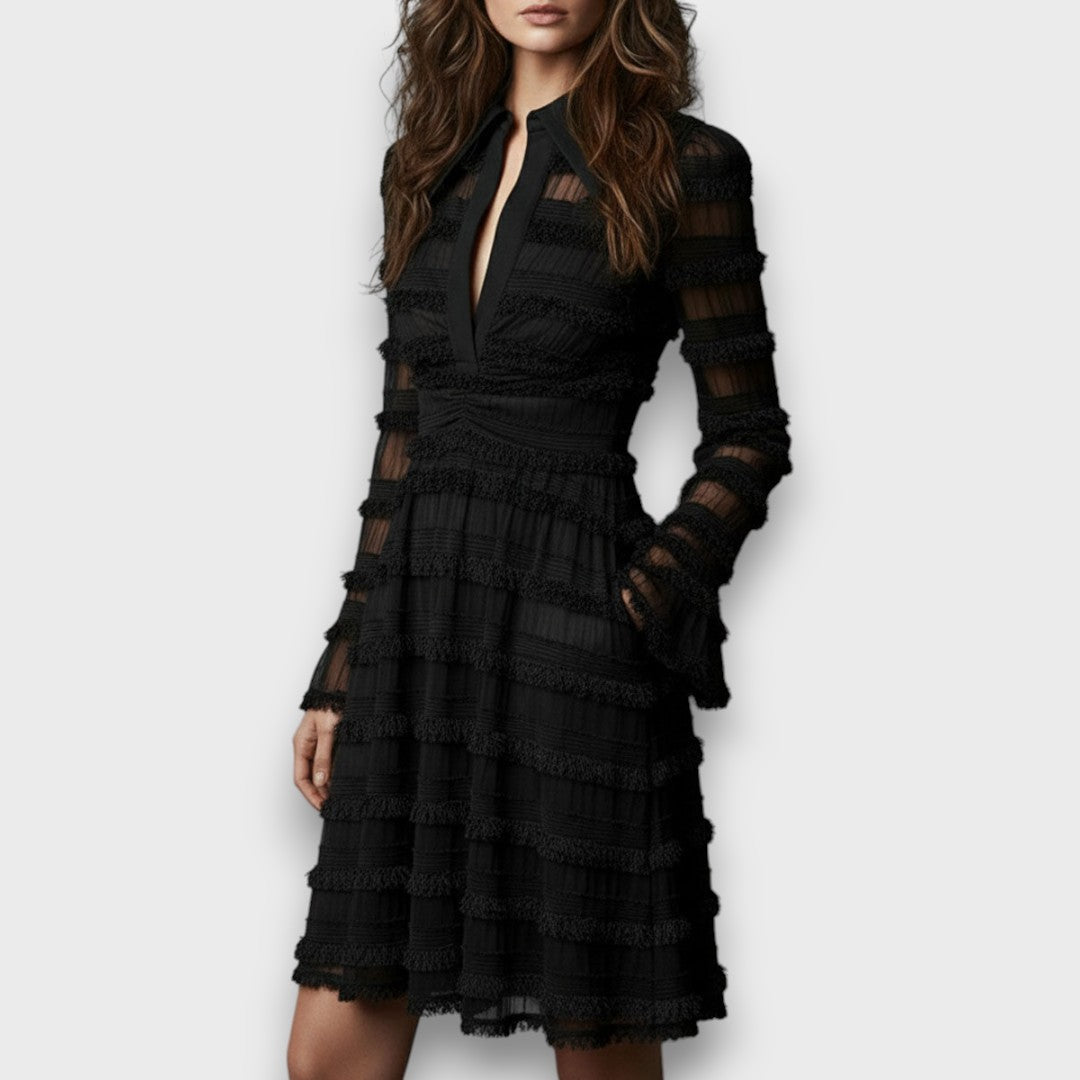 Odile Bellamy | Timeless Fringe-Detail Midi Dress For Women