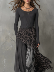Elodie Beaumont | Leopard Print Asymmetric Maxi Dress For Women