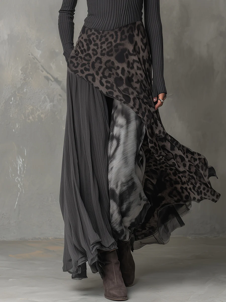 Elodie Beaumont | Leopard Print Asymmetric Maxi Dress For Women