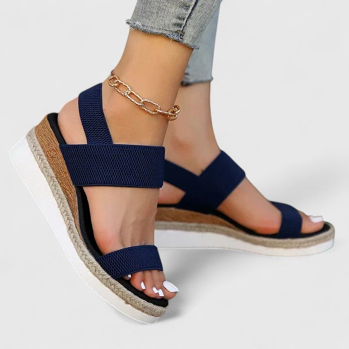 Vivienne Caldecrost | Black Espadrille Wedge Orthopedic Sandals