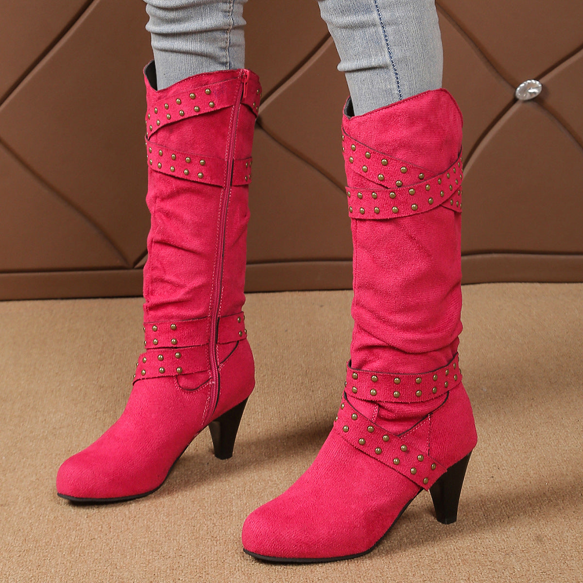 Beatrice Lombard | Rivet Cross-Strap Cowboy Boots For Women