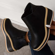Lucette Fairborne | Navy Wedge Ankle Boots For Women