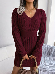 Margot Delahaye | Cable-Knit Peplum Sweater Mini Dress For Women
