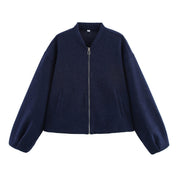 Noelle Fontclair | Stand Collar Wool-Blend Bomber Jacket For Women