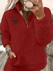 Vanessa Colbert | Plush Half-Zip Sherpa Pullover Sweater For Women