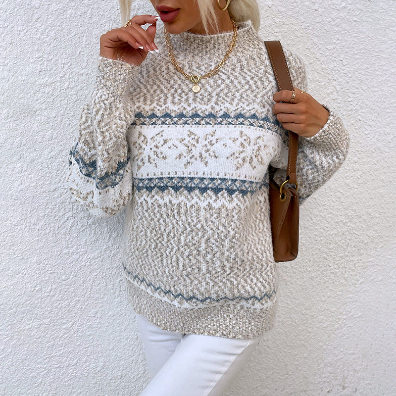 Elara Snowfield | Nordic Snowflake Knit Sweater For Women