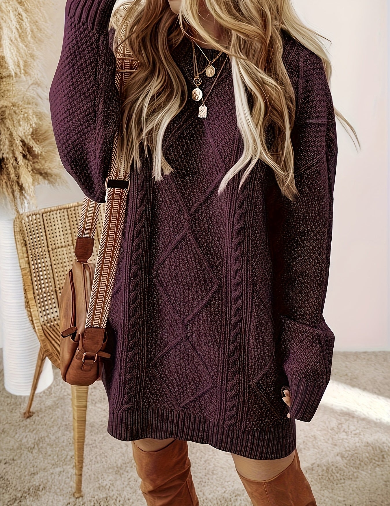 Noémie Castellan | Cable Knit Sweater Mini Dress For Women