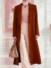 Effie Evercombe | Long Lapel Wool-Look Coat For Women