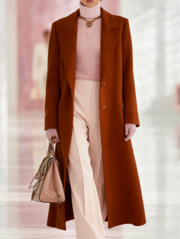Effie Evercombe | Long Lapel Wool-Look Coat For Women
