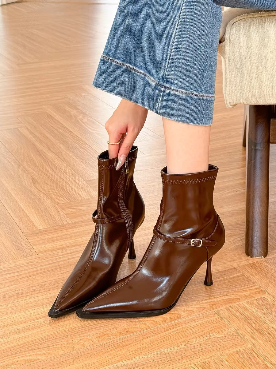 Talia Voss | Buckle Stiletto Ankle Boots For Women