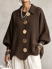 Gentry Colewood | Scalloped Hem Collared Button Cardigan For Women