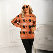 Margaux Sinclair | Halloween Ghost Print Crew-Neck Sweater For Women