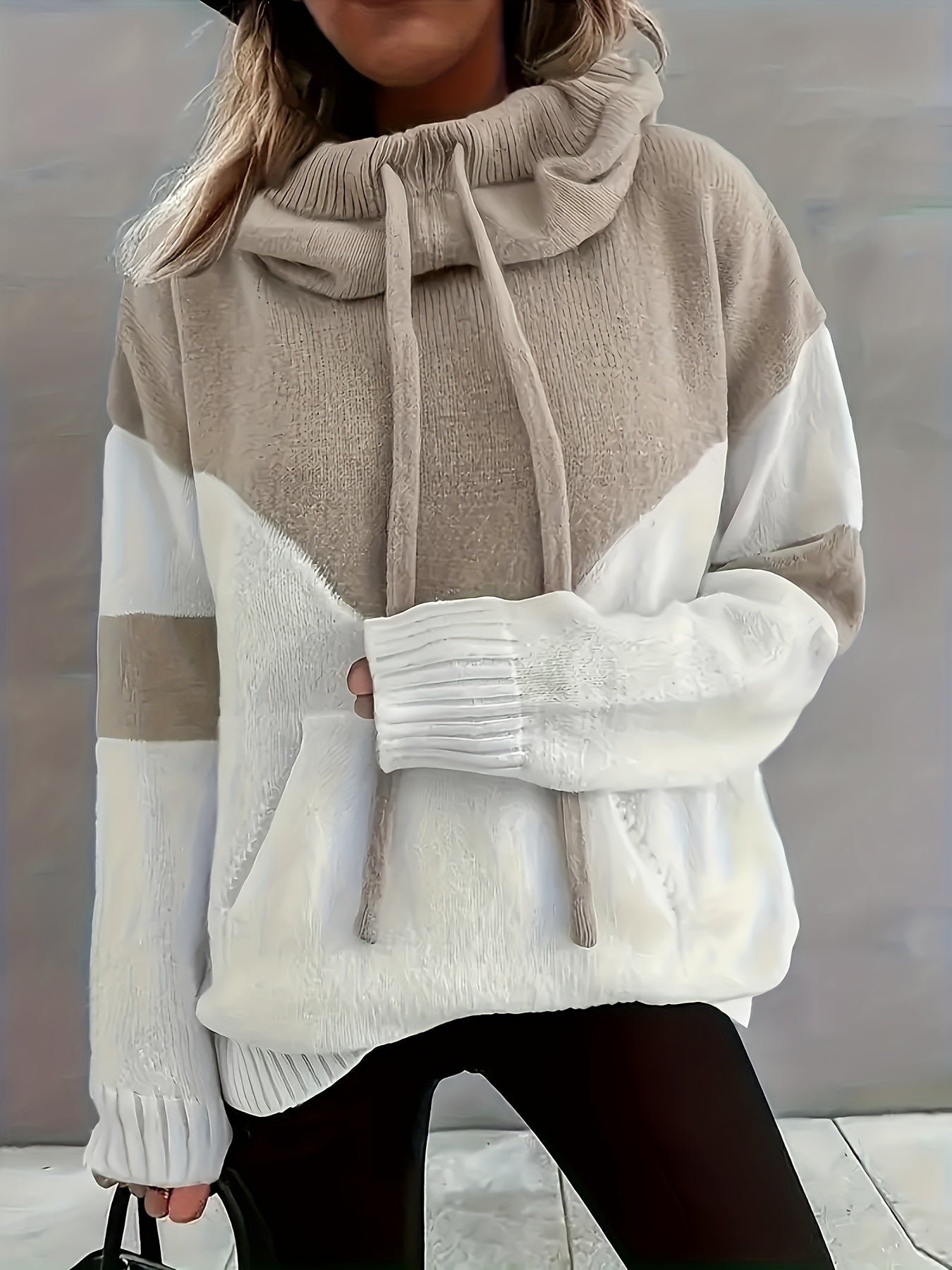 Celestine Roubaud | Color-Block Hoodie With Drawstring Hood For Women