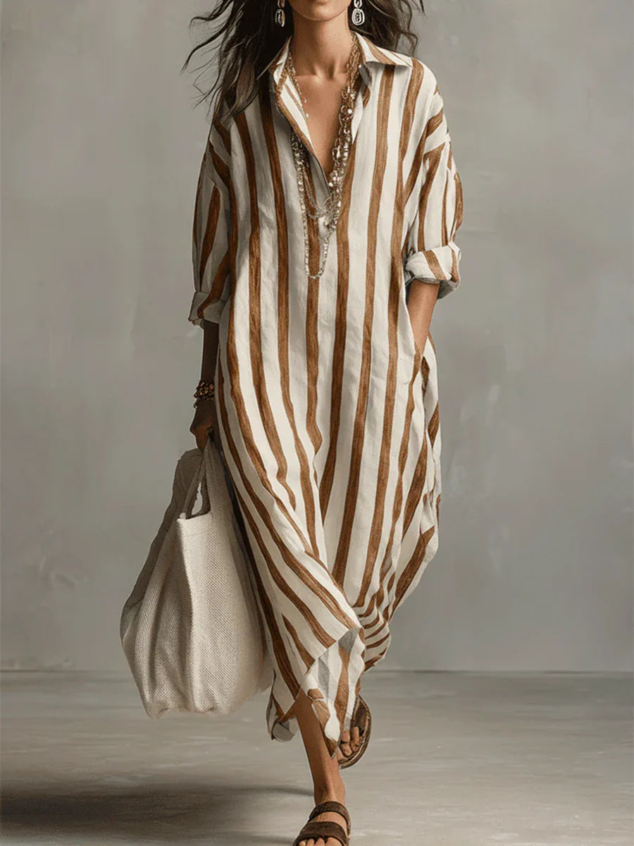 Thérèse Delannoy | Striped Shirt Maxi Dress For Women