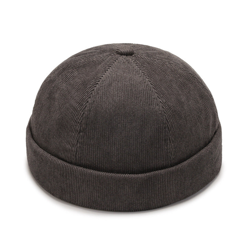 Corduroy Brimless Skull Cap Hat - Gray
