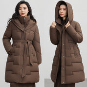 Polly Kemphurst | Belted Long Hooded Puffer Coat For Women
