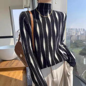 Juliette Fontenay | Striped Half Turtleneck Sweater For Women