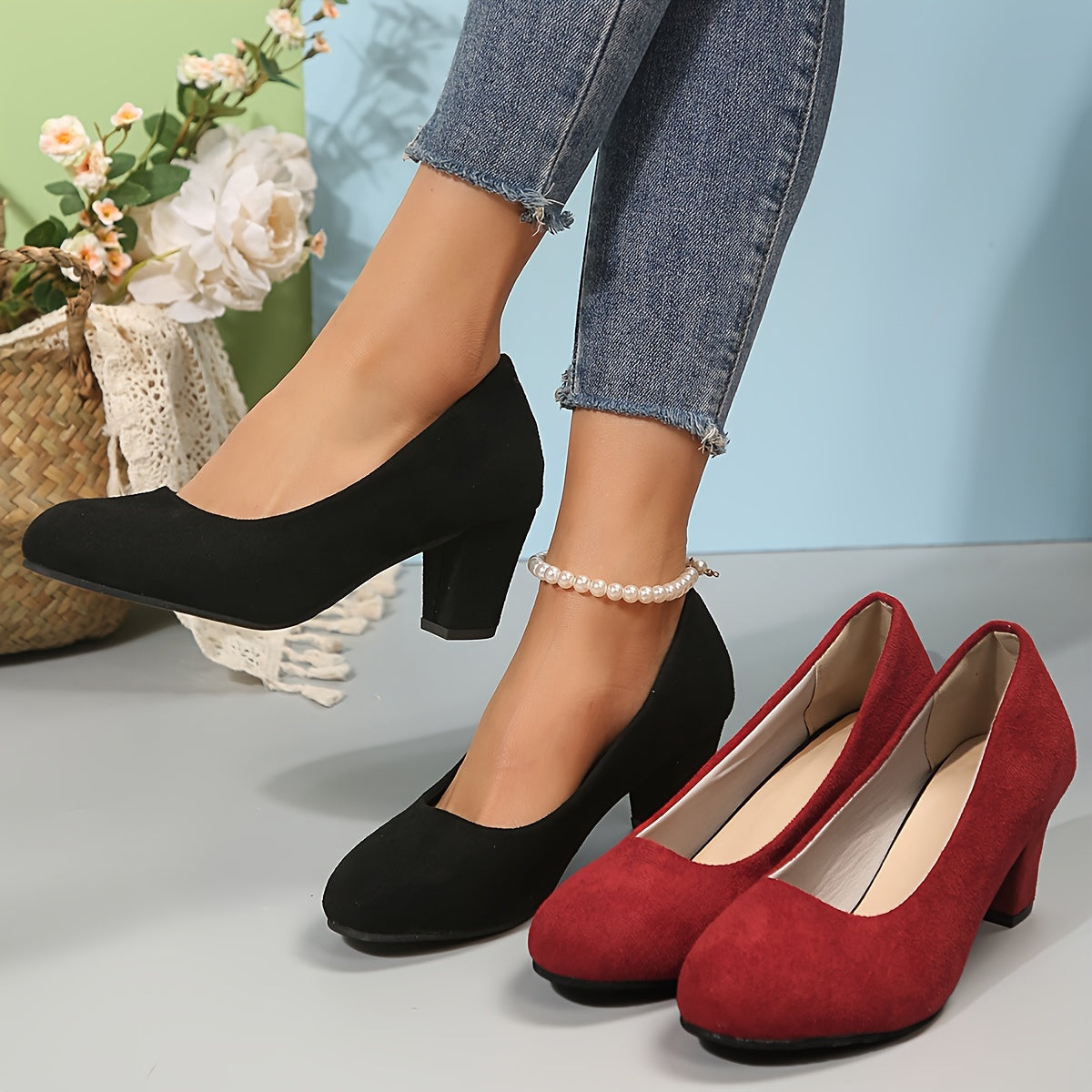 Guinevere Ashton | Black Block Heel Pumps – Orthopedic Comfort