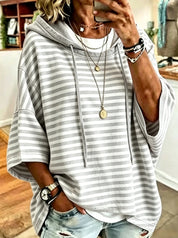 Corinne Halstead | Striped Hooded Pullover Hoodie For Women