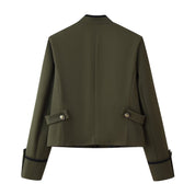Helene Cadieux | Military-Style Cropped Jacket With Braided Trim For Women