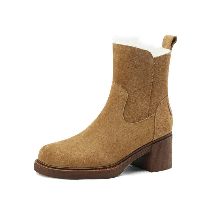 Adrienne DuBois | Fur-Trim Suede Ankle Boots With Side Zipper For Women
