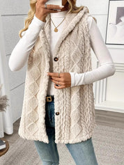 Genevieve Sorel | Hooded Sleeveless Longline Cardigan Vest For Women