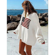 Tara Winsfield | American Flag Crew-Neck Pullover Sweater For Women