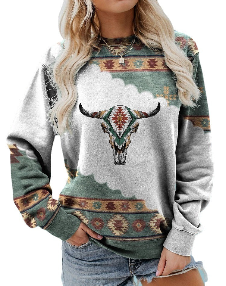 Amélie Rousset | Aztec Print Crew Neck Sweatshirt For Women
