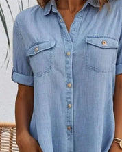 Clarissa Wyndmere | Lightweight Denim-Look Shirt Dress