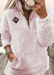 Vanessa Colbert | Plush Half-Zip Sherpa Pullover Sweater For Women