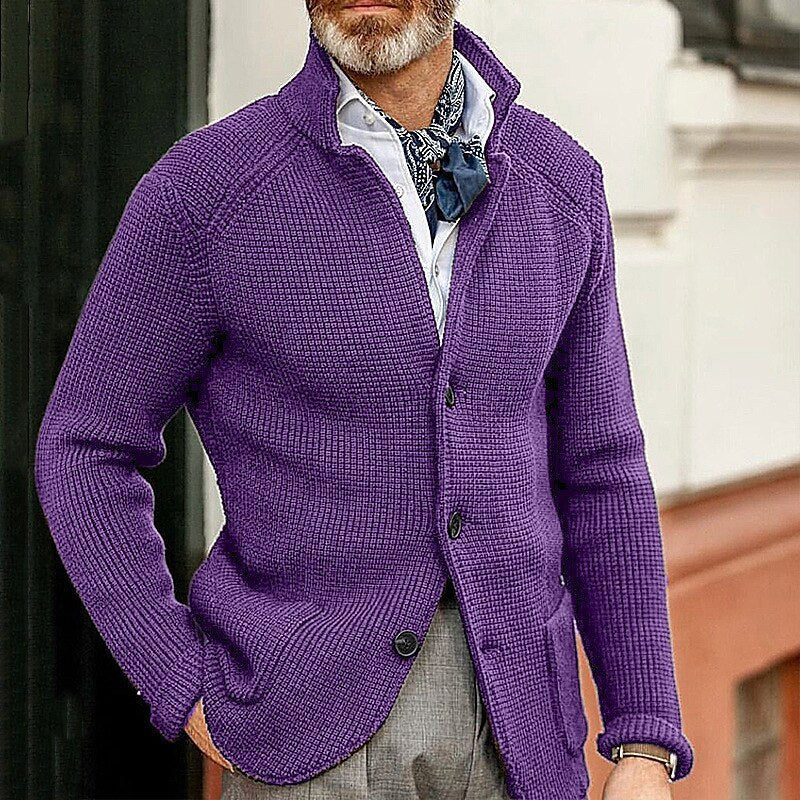 Wade Belham | Stand Collar Knit Cardigan Jacket For Men